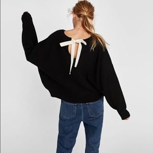 ZARA Black sweater with bow